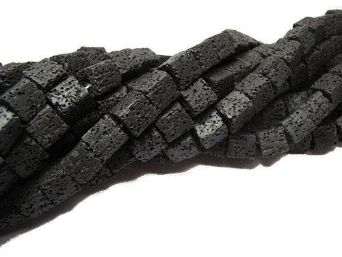 Lava Wrfel, schwarz (beh.), ca. 10mm, Strang